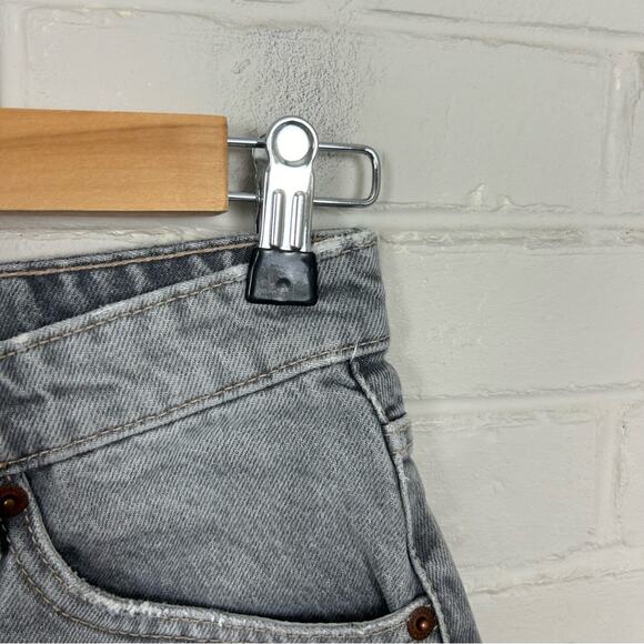 Zara Washed Grey Black Button Fly Distressed Denim Shorts Size 2 - Picture 7 of 12